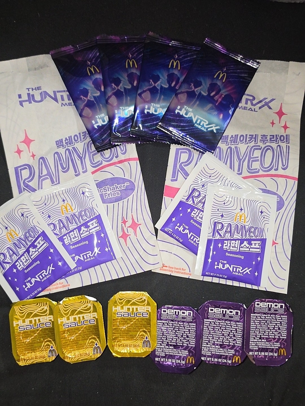 McDonald's Ramyeon & Hunter Sauce Packets - Purple and Gold